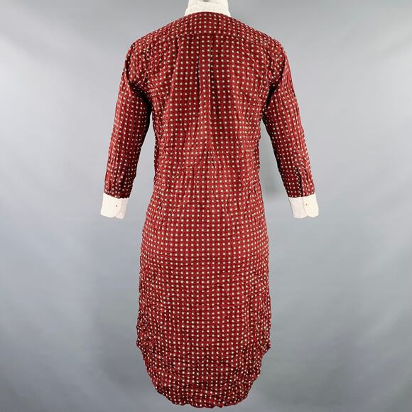 JUNYA WATANABE Size S Burgundy White Polyester Dots 3/4 Sleeves Midi Dress - Picture 4 of 10